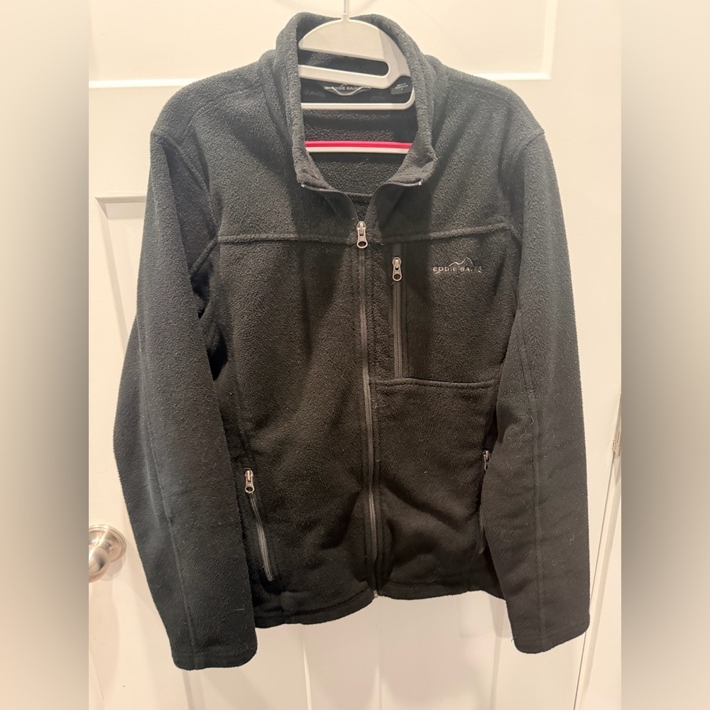 Eddie Bauer Black Full Zip Fleece Jacket Women’s Medium Outdoor Layer